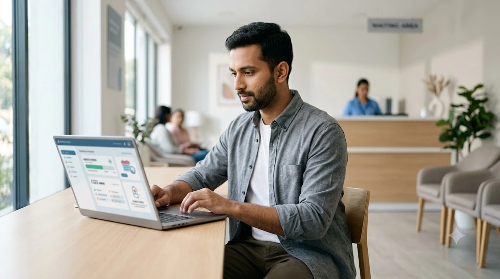 Applicant checking GAMCA WAFID medical centre details online