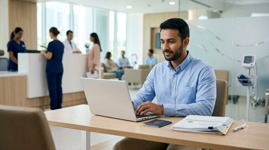 Applicant checking a GAMCA medical result