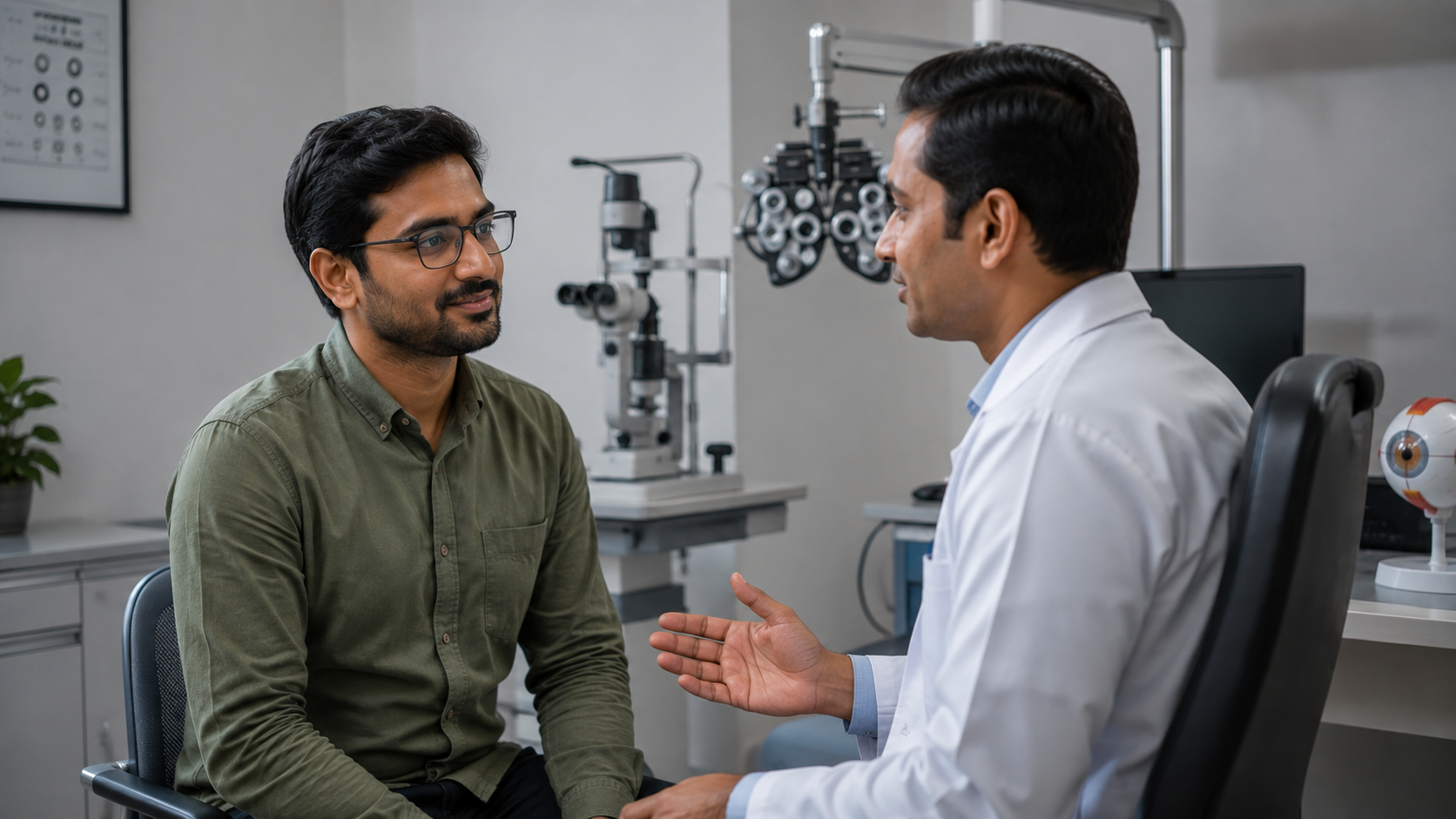 Applicant wearing glasses during a GCC medical examination