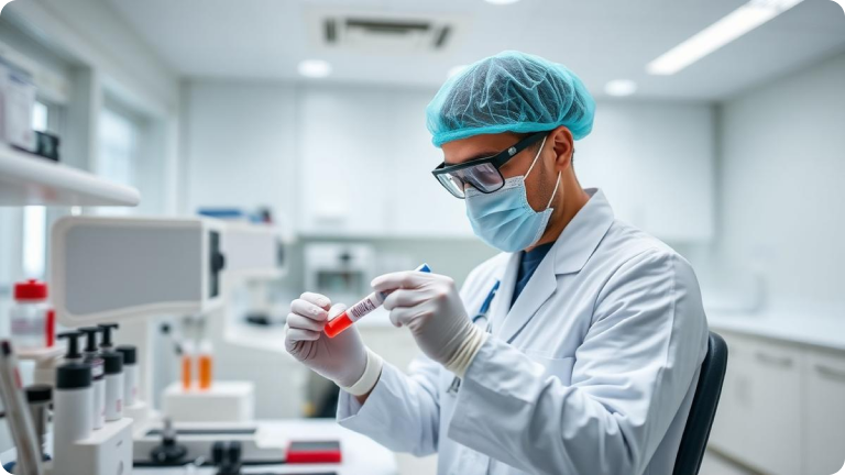 Image Medical Laboratory Technician Preparing A Blood Sample